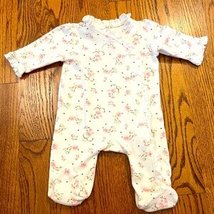 Little Me Pink Floral Ruffle Footie